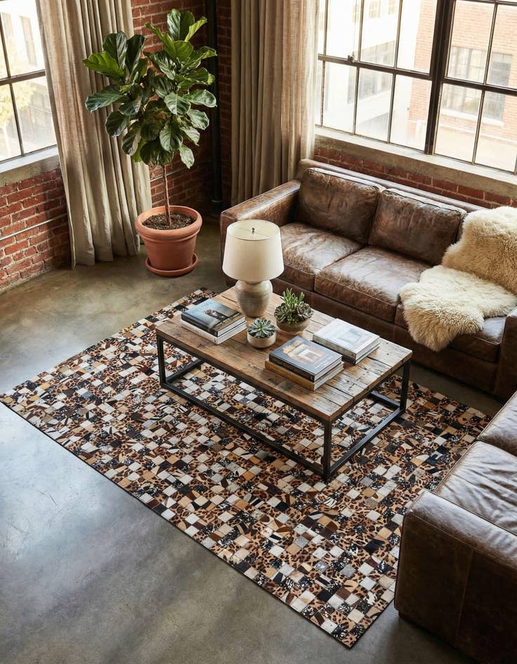 Detail image of 5' 1 x 8' 1 Cowhide Leather Rug