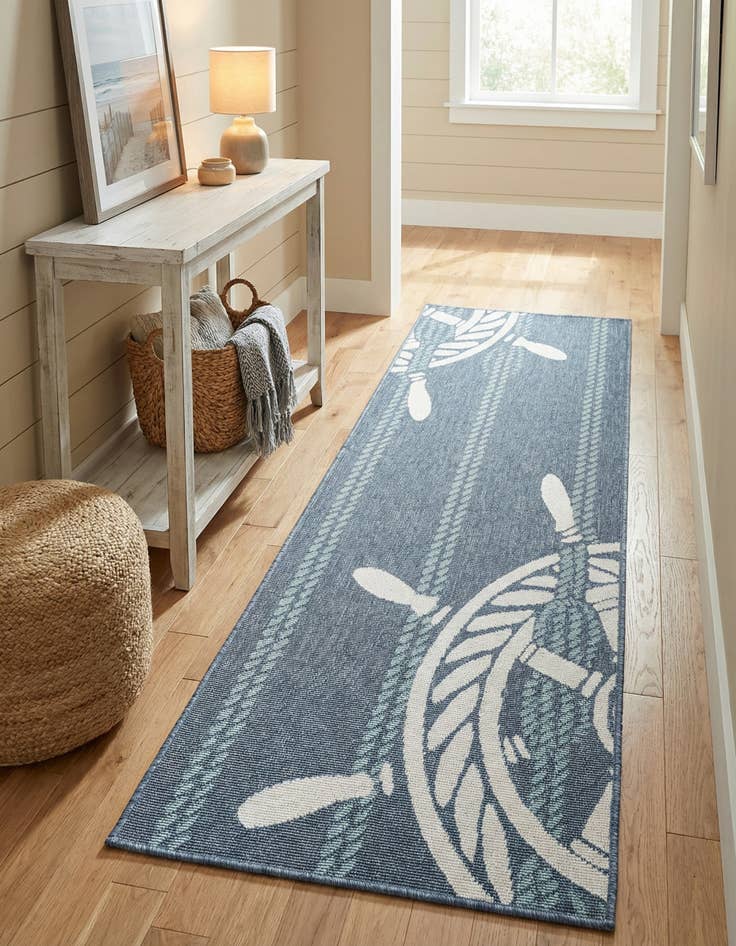 Detail image of 2' x 6' Washable Coastal Indoor / Outdoor Runner Rug