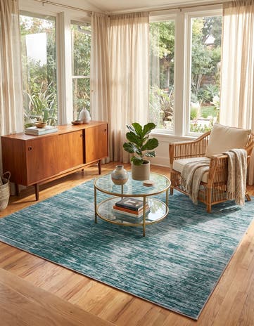 Teal Asha Square Rug