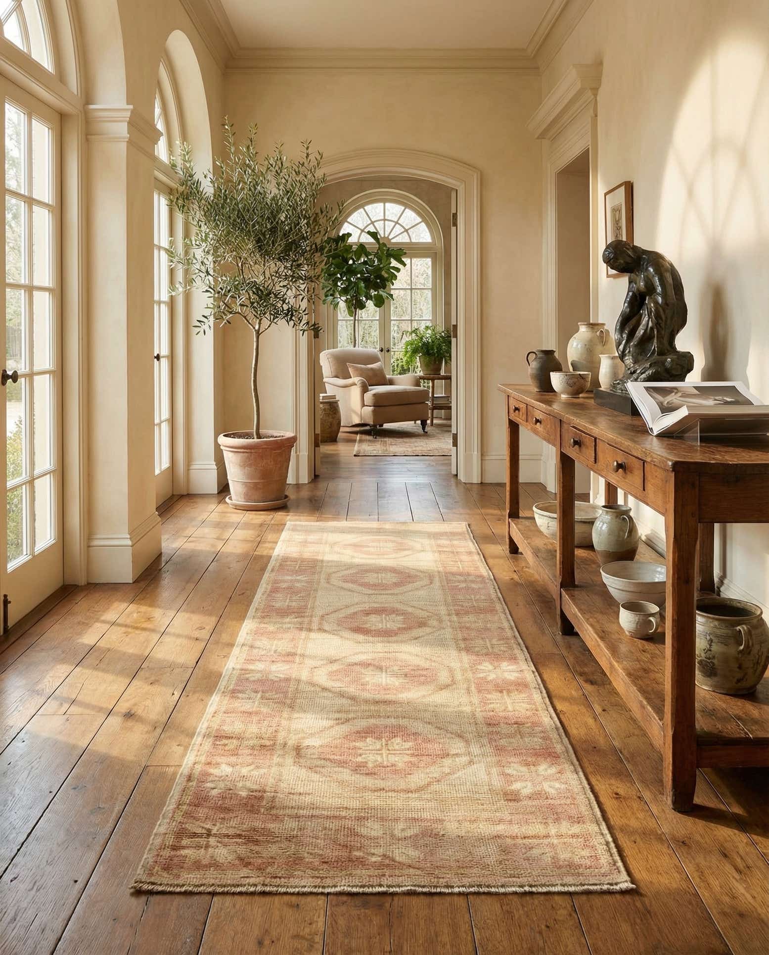 2' 10 x 8' 2 Hand Knotted Oushak Wool Runner Rug