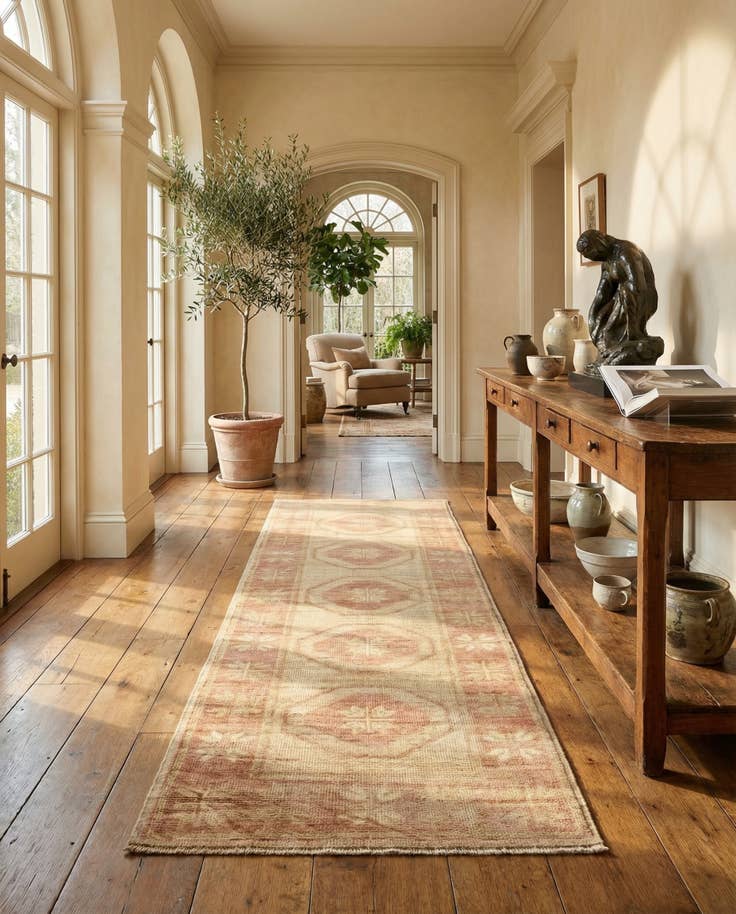 Detail image of 2' 10 x 8' 2 Hand Knotted Oushak Wool Runner Rug