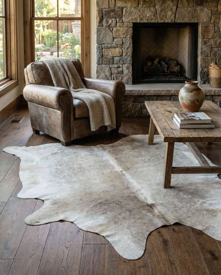 6' 1 x 6' 9 Cowhide Leather Rug