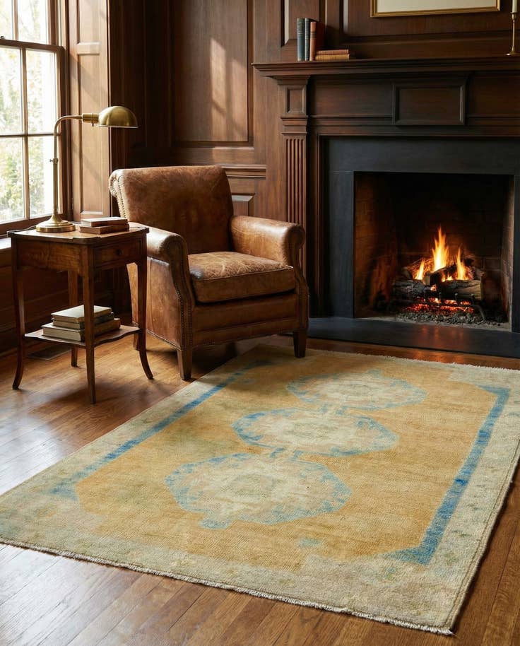 Detail image of 3' 5 x 5' Hand Knotted Oushak Wool Rug
