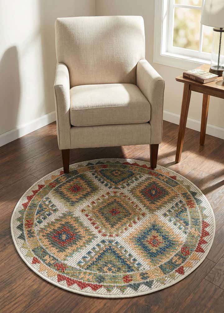 3' x 3' Easy-Clean Baja Indoor / Outdoor Round Rug