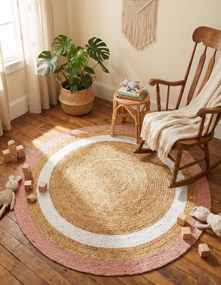 Detail image of 4' 1 x 4' 1  Hand Braided Jute Round Rug
