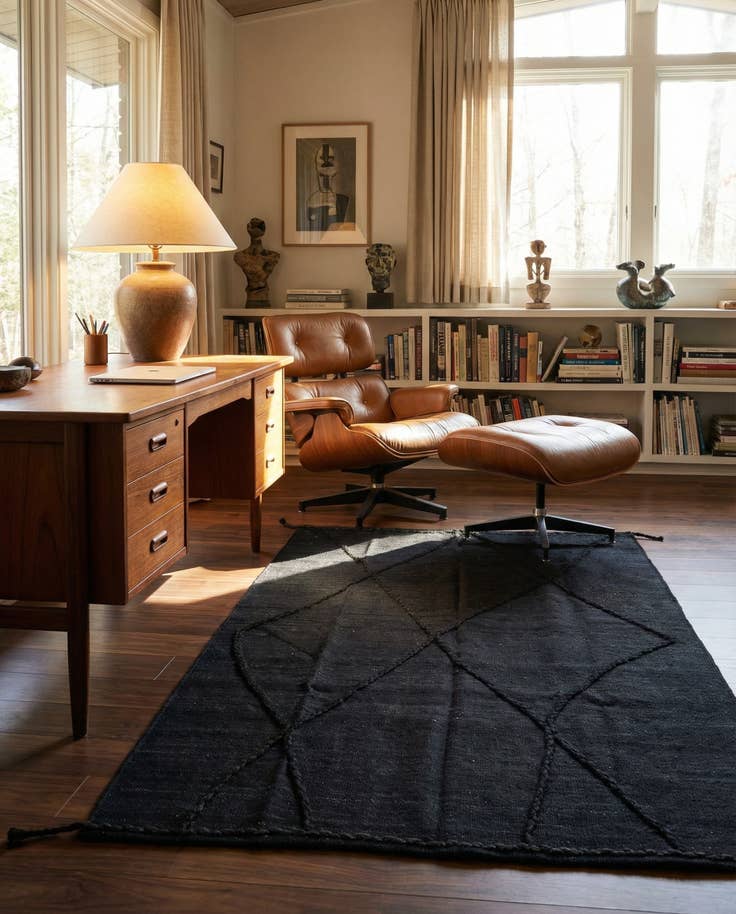 Detail image of 4' 3 x 5' 11 Hand Woven Kilim Modern Wool Rug