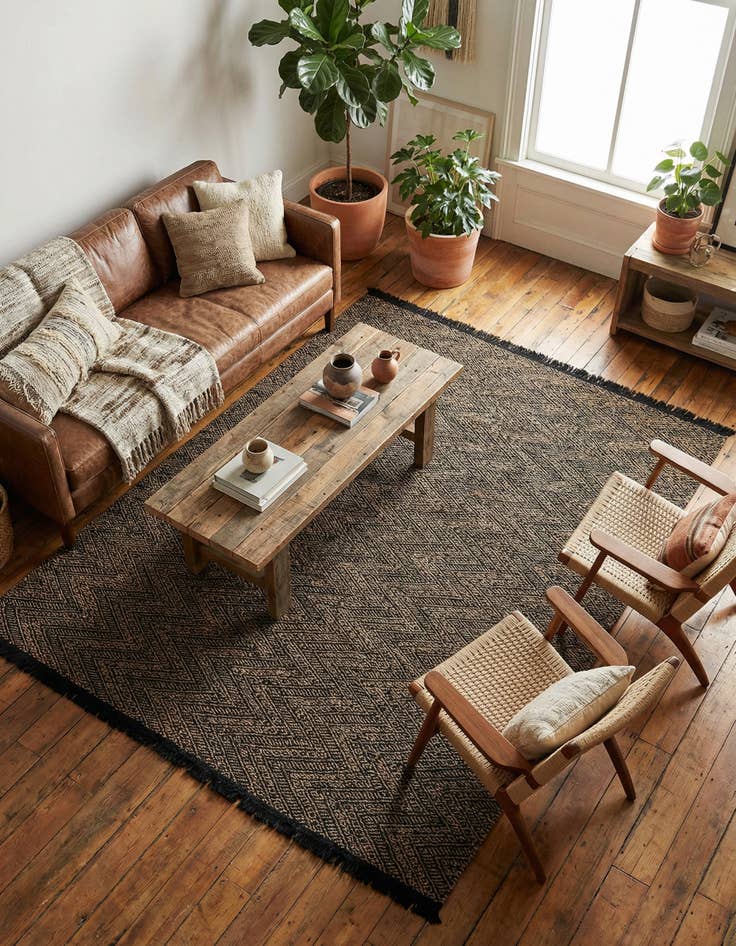 Detail image of 10' x 14' 1  Hand Braided Jute Rug