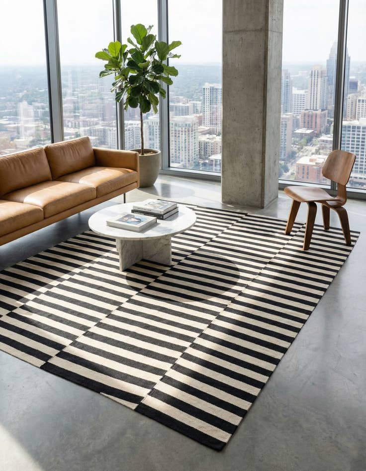 Detail image of 8' 3 x 9' 7 Hand Woven Kilim Modern Wool Rug