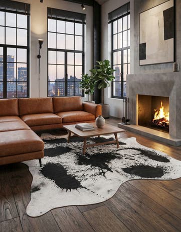 7' 4 x 8' 1 Cowhide Leather Rug