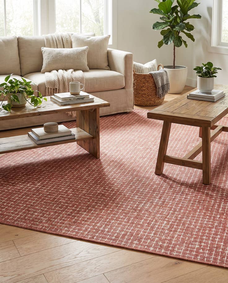 Detail image of 5' 3 x 8' Easy-Clean Checkered Indoor / Outdoor Rug