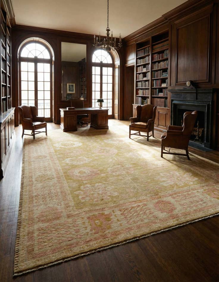 Detail image of 14' 6 x 20' Hand Knotted Oushak Wool Rug