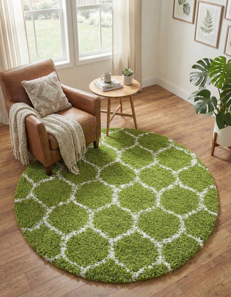 Detail image of 5' 3 x 5' 3 Lattice Shag Round Rug