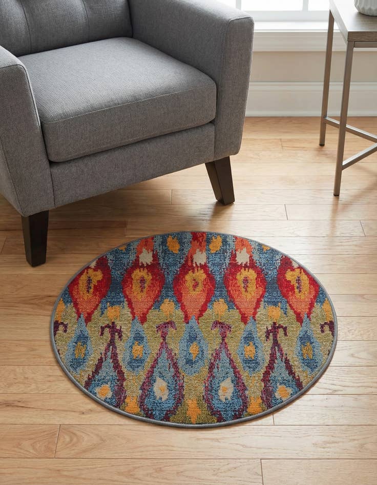Detail image of 2' 7 x 2' 7  Washable Modern Indoor / Outdoor Round Rug