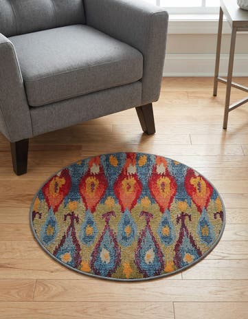 2' 7 x 2' 7 Easy-Clean Modern Indoor / Outdoor Round Rug