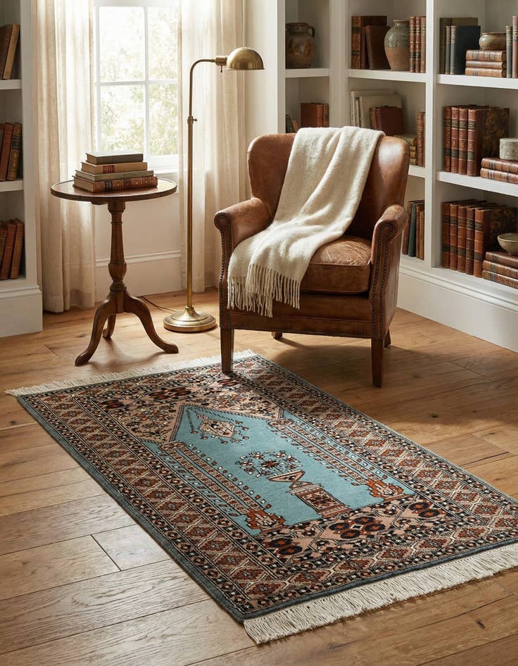 Detail image of 2' 8 x 4' 3 Hand Knotted Bokhara Oriental Wool Rug