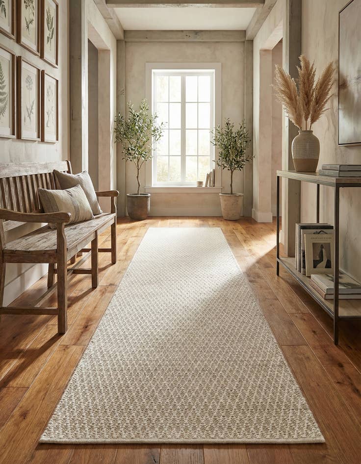 Detail image of  3' 3 x 12'  Hand Woven Lattice Wool Runner Rug