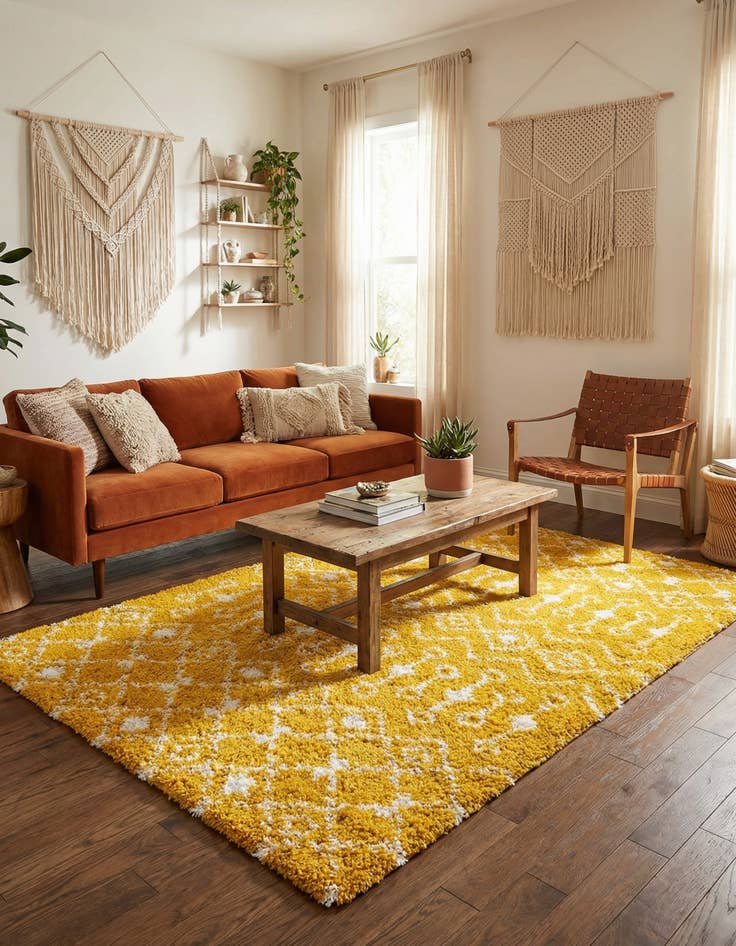 Detail image of 5' 3 x 8' Moroccan Trellis Shag Rug