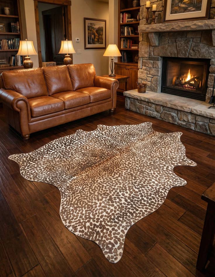 Detail image of 6' 5 x 7' Cowhide Leather Square Rug