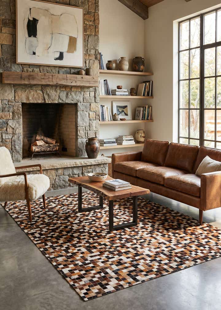 5' 6 x 7' 7 Cowhide Stocks Rug