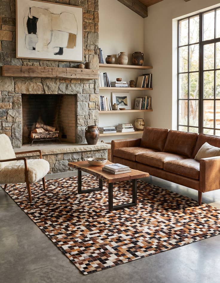 Detail image of 5' 6 x 7' 7 Cowhide Stocks Rug