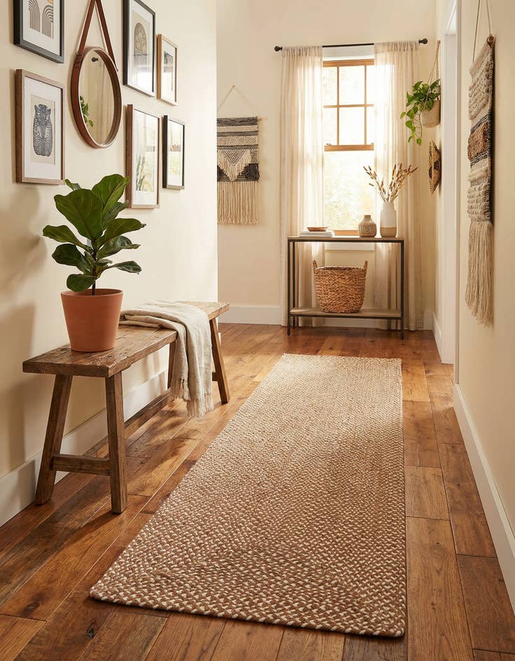 Detail image of 2' 7 x 10' Handmade Tweed Braided Jute Runner Rug