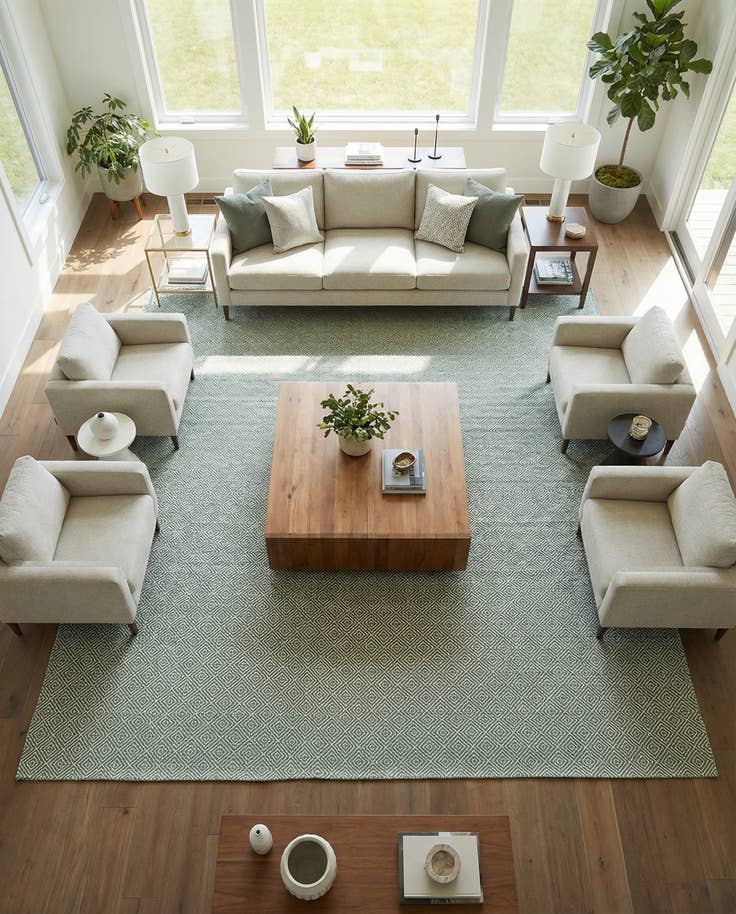 Detail image of 10' x 10' Hand Woven Geo Trellis Flatweave Square Rug