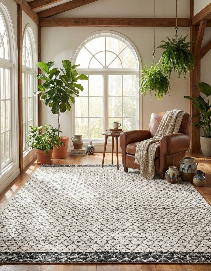 Detail image of 9' x 12'  Hand Woven Chindi Trellis Rug