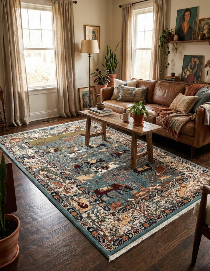 Detail image of 6' 1 x 9' Nain Design Rug