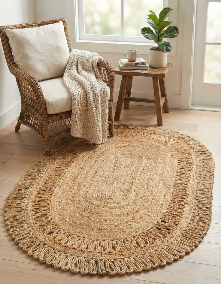 Detail image of 3' 1 x 5' 1 Handmade Braided Jute Oval Rug