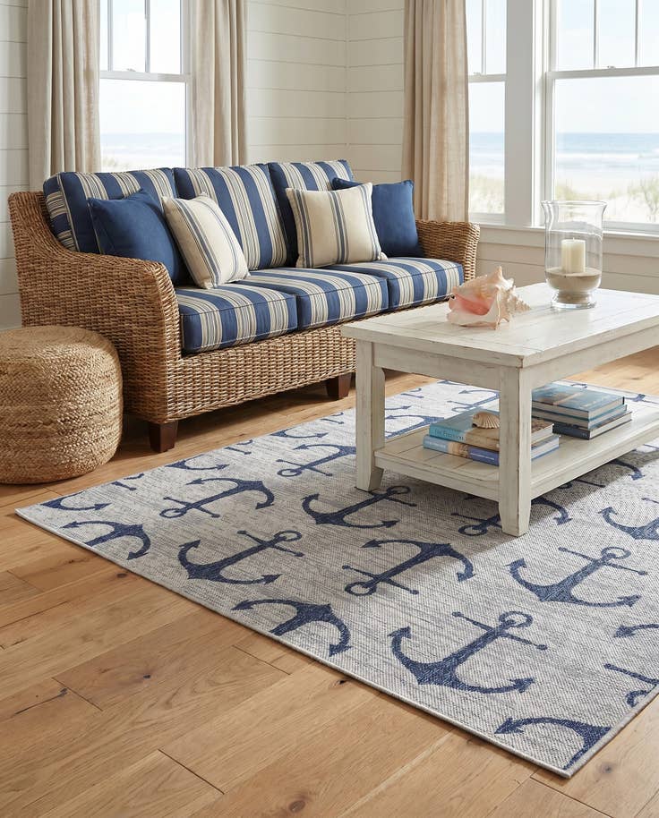 Detail image of 5' 3 x 7' Easy-Clean Coastal Indoor / Outdoor Rug