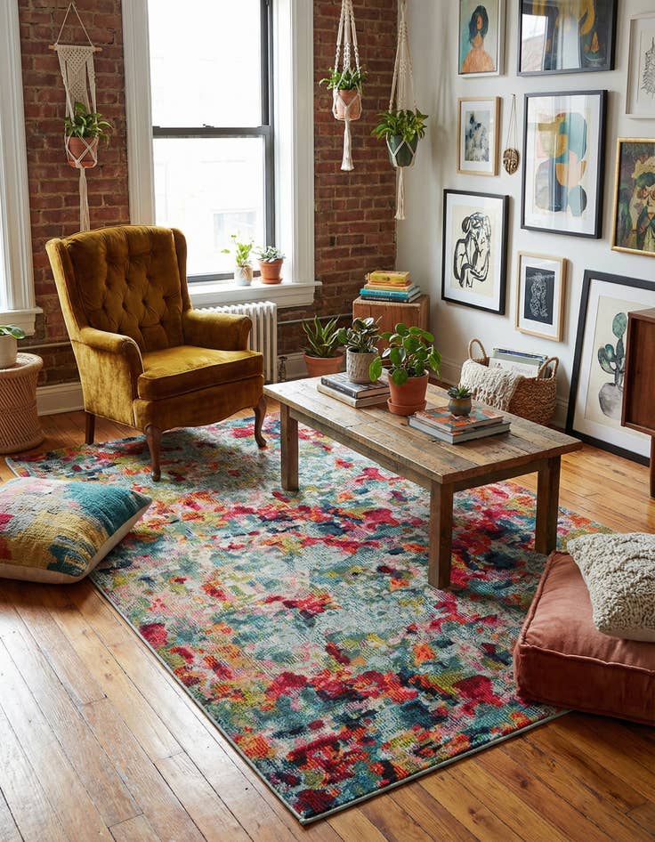 Detail image of 4' x 6' Washable Theia Rug