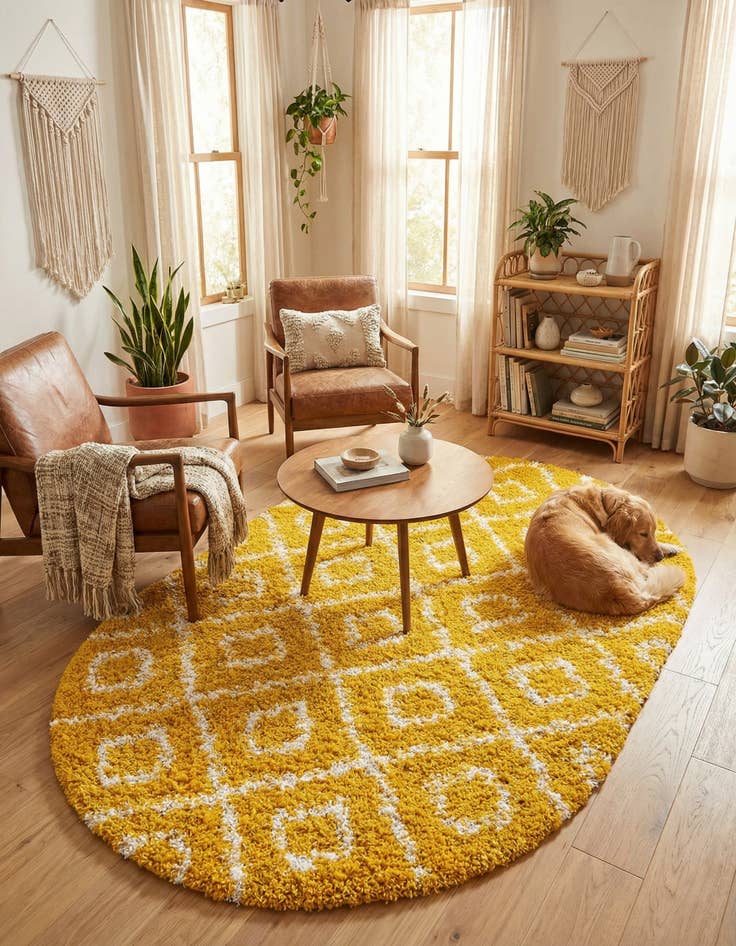 Detail image of 4' x 6' Lattice Shag Oval Rug