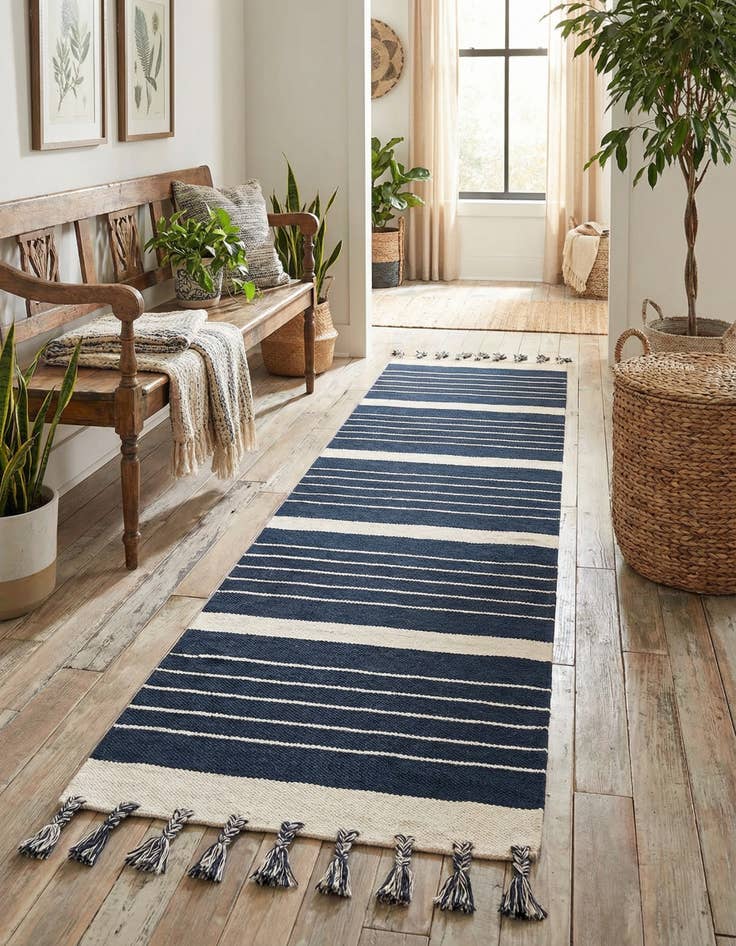 Detail image of 2' 7 x 10'  Hand Woven Chindi Cotton Runner Rug