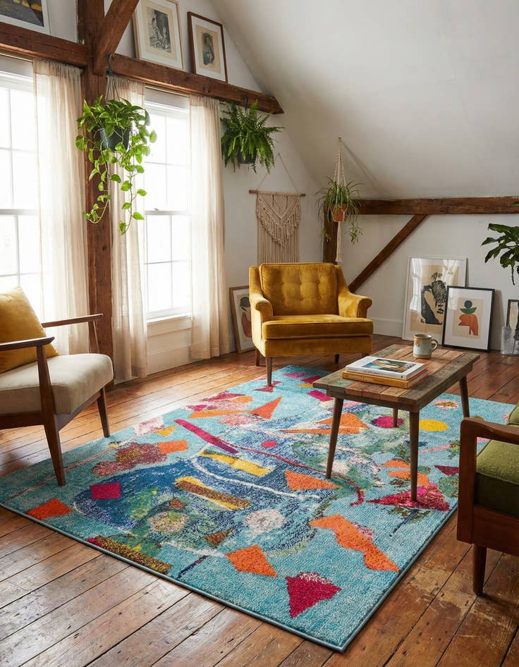 Detail image of 4' x 6'  Washable Vivid Rug