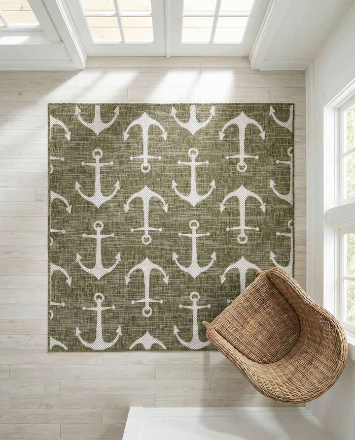 5' 3 x 5' 3 Easy-Clean Coastal Indoor / Outdoor Square Rug