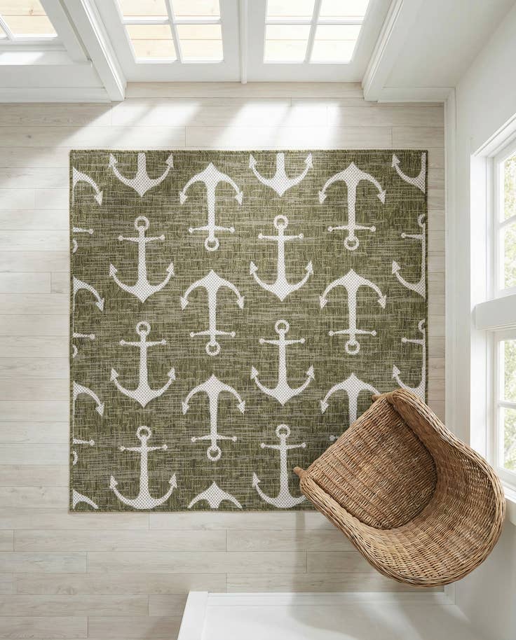 Detail image of 5' 3 x 5' 3 Easy-Clean Coastal Indoor / Outdoor Square Rug
