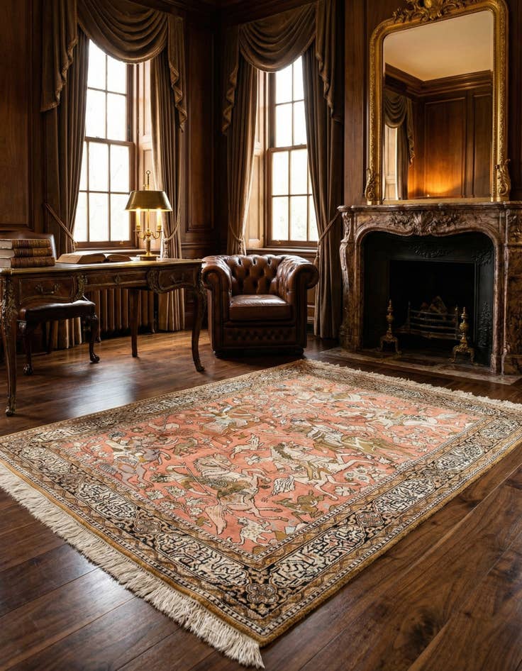 Detail image of 3' 6 x 5' 1 Ghom Silk Rug