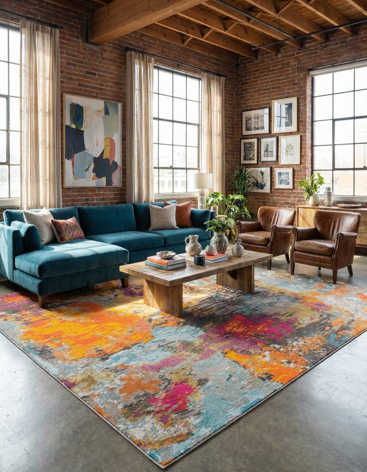 Detail image of  9' 10 x 9' 10  Washable Vivid Square Rug