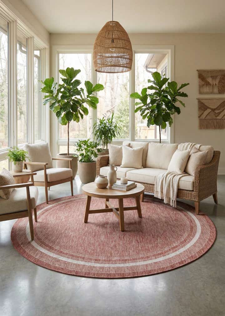 10' x 10' Easy-Clean Border Indoor / Outdoor Round Rug
