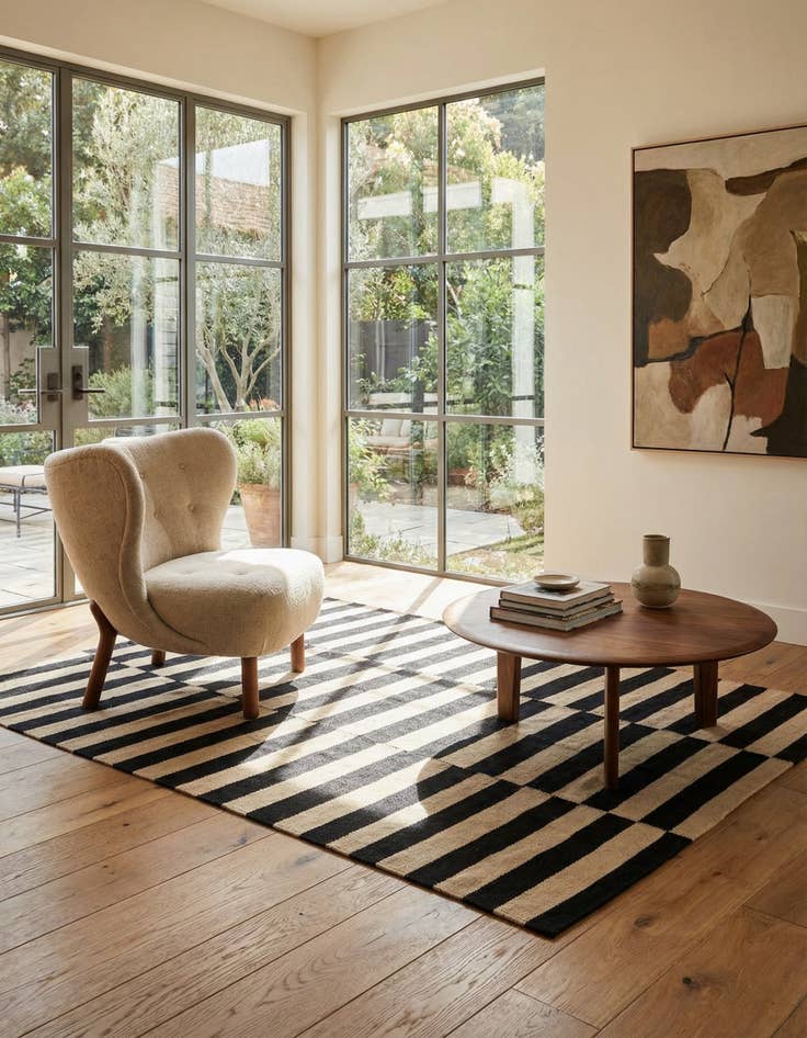 Detail image of 4' 1 x 6' Hand Woven Kilim Modern Wool Rug