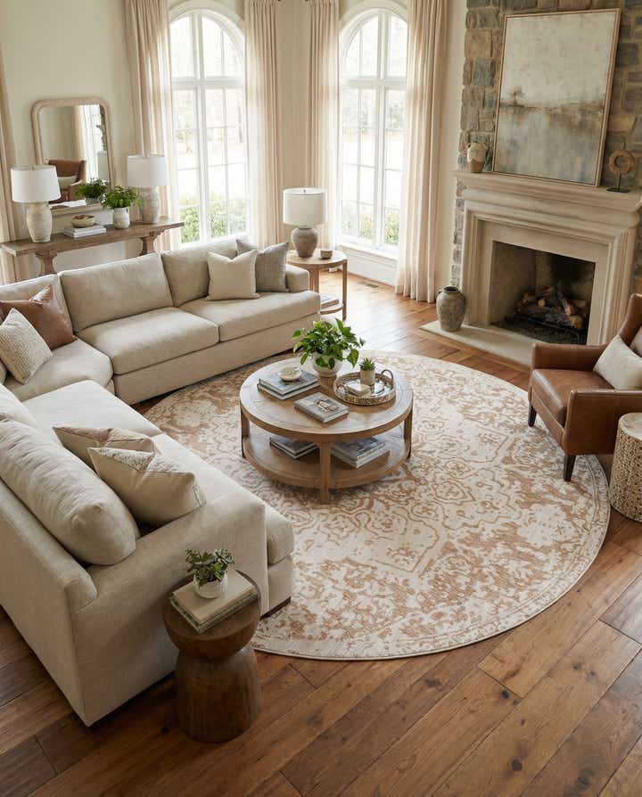 13' x 13' Easy-Clean Jill Zarin Dubai Indoor / Outdoor Round Rug