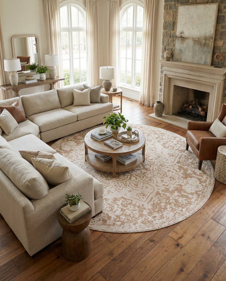 Detail image of 13' x 13' Easy-Clean Jill Zarin Dubai Indoor / Outdoor Round Rug