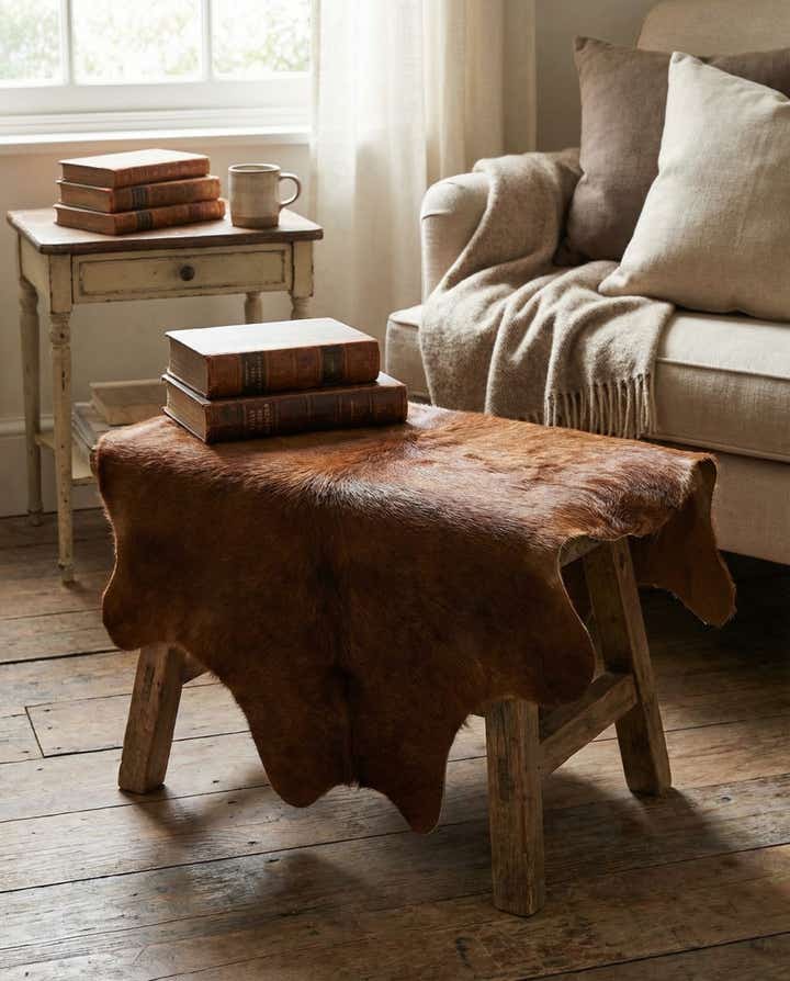 2' 2 x 2' 11 Cowhide Leather Rug