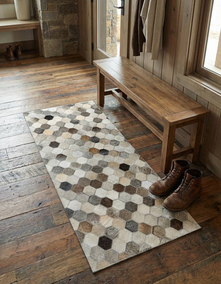 Detail image of 2' 2 x 4' 1 Cowhide Leather Runner Rug