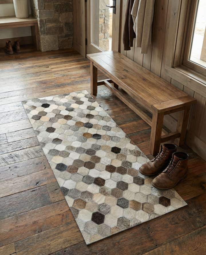 2' 2 x 4' 1 Cowhide Leather Runner Rug