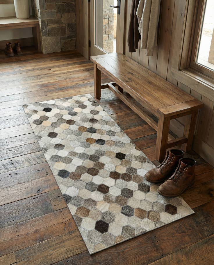 Detail image of 2' 2 x 4' 1 Cowhide Leather Runner Rug