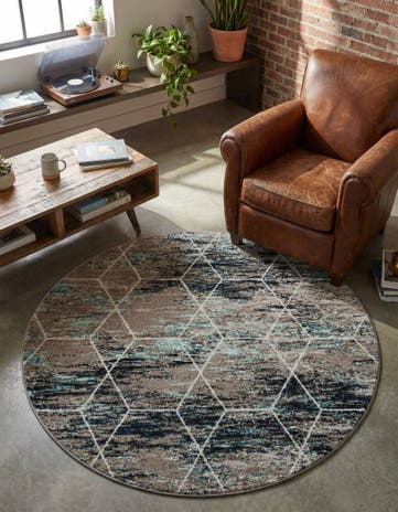 6' x 6' Lattice Frieze Round Rug