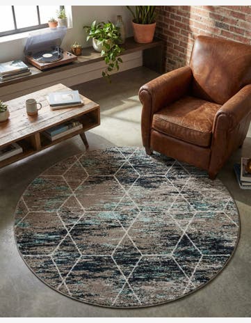 6' x 6' Trellis Frieze Round Rug