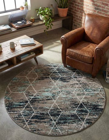 6' x 6' Lattice Frieze Round Rug