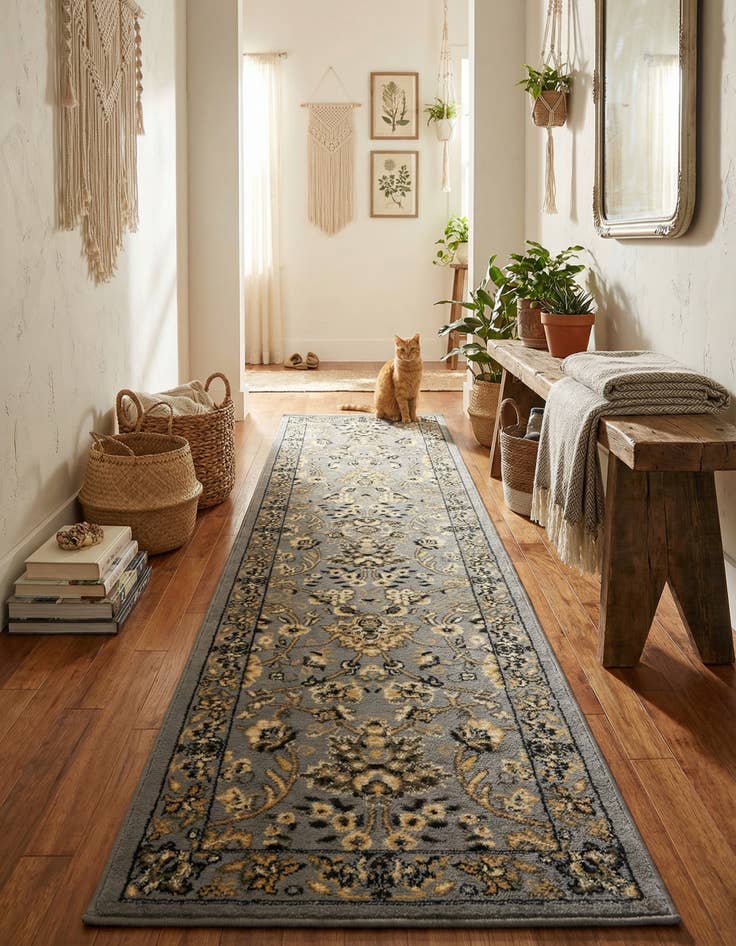 Detail image of 2' x 8' 2 Kashan Design Runner Rug